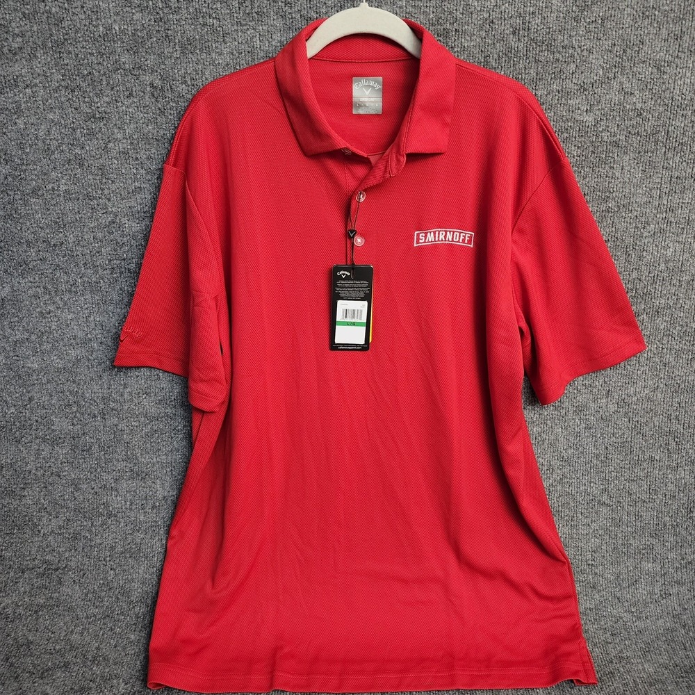 Callaway Opti Dri Golf Polo Shirt Men's Sz L Red Short Sleeve Smirnoff